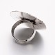 Vintage Adjustable Iron Finger Ring Components Alloy Cabochon Bezel Settings X-PALLOY-O039-08AS-4