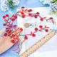 GORGECRAFT 2Pcs Iron On Embroidered Patches Red Appliques Embellishments Cotton Flower Embroidery Patch Embroidered Flower Appliques for Clothing Sewing Crafting Wedding Prom Dress Decoration AJEW-WH0504-32B-3