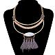 Fashion Women Jewelry Zinc Alloy Resin and Tassel Bib Statement Necklaces NJEW-BB15925-A-7