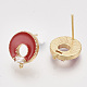 Accessoires de puces d'oreilles en émail en laiton plaqué 18k or véritable KK-T038-575B-G-NF-1