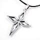 Cross Leather Pendant Necklaces for Women X-NJEW-P127-042AS-2