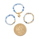 3 pz 3 anelli in pietra naturale e ottone con perline con 304 ciondoli a cuore in acciaio inossidabile per donna RJEW-JR00471-6