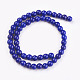1 fil de perles synthétiques turquoises rondes bleu moyen teintées X-TURQ-G106-6mm-02N-2
