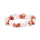 Bracelet extensible en perles de cornaline naturelle (teinte) et de quartz rose pour femme BJEW-AL00003-17-1