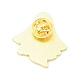 葉のエナメルピン付きゴースト  バックパックの服のためのハロウィーンの合金バッジ  ライトゴールド  ホワイト  30x29x1.5mm JEWB-G014-C01-2