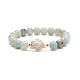 Natural Flower Amazonite & Synthetic Turquoise(Dyed) Tortoise Beaded Stretch Bracelet BJEW-TA00167-1