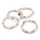 Bracelet extensible en perles rondes de morganite naturelle pour adolescente femme BJEW-JB07061-1