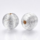 Perles de bois recouvertes de fil de cordon polyester WOVE-S117-18mm-06-1