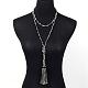 Adjustable Glass Beaded Lariat Necklaces NJEW-E077-A01-4