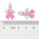 Ruban de sensibilisation au cancer du sein avec pendentifs en émail strass en alliage rose perle couleur platine aile d'ange X-ENAM-D001-2-3