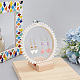 Retro Round Wooden Lace Fabric Earring Display Stands EDIS-WH0029-82-3