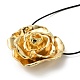 Ожерелье с подвеской в виде цветка розы из цинкового сплава с кожаными шнурами NJEW-D044-01KCG-2