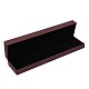 黒いビロードが付いている長方形の革ネックレスのギフト用の箱  インディアンレッド  24x5.5x3.6cm LBOX-D009-08A-3
