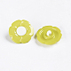 1つ穴アクリルシャンクボタン  衣装デザインのためのプラスチック製の花のボタン  染め  黄緑  25x4mm  穴：4x3mm X-BUTT-E069-B-09-2
