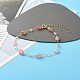 Ensemble de bracelets de cheville en perles de quartz fraise naturelle pour fille femme AJEW-AN00450-03-5