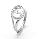 Adjustable Rhodium Plated 925 Sterling Silver Finger Ring Components STER-L055-022P-2
