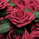 泡造花バラ  偽の花の茎  DIY ブーケウェディングパーティーホームデコレーション用  暗赤色  21~23x6.5~8cm  25個/箱 AJEW-CJ0004-02-4