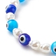Pulsera elástica de perlas de plástico y mal de ojo de murano para mujer BJEW-JB08386-04-5