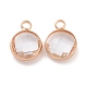 Golden Tone Brass Glass Flat Round Charms GLAA-M003-A-21G-2