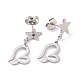 Valentine's Day Heart with Star 304 Stainless Steel Dangle Stud Earrings for Women EJEW-G328-04-3