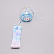 日本の丸い絵ガラス風鈴  ポリエステルコード付き  プラスチックビーズ  長方形の紙カード  太陽模様  400mm CF-TAC0001-03D-3