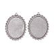Tibetan Style Antique Silver Alloy Flat Oval Pendant Cabochon Settings PALLOY-XCP0001-48-RS-1