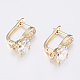 Brass Micro Pave Cubic Zirconia Hoop Earring Findings with Latch Back Closure ZIRC-K075-36G-2