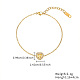 Cubic Zirconia Heart Link Bracelet with Golden Stainless Steel Chains OQ9710-3-2
