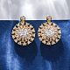 Orecchini a bottone in ottone con zirconi chiari e micro pavè&nbsp;EJEW-C130-01G-3