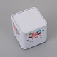 ブリキ収納ボックス  アクセサリー箱  DIYキャンドル用  乾燥貯蔵  スパイス  お茶  キャンディ  パーティーの好意  フクロウ twit twoo 模様の正方形  ホワイト  7.5x7.5x6.5cm CON-G005-C05-2