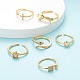 6Pcs 6 Style Adjustable Brass Micro Pave Clear Cubic Zirconia Cuff Rings RJEW-LS0001-09G-5