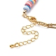Bracelet perlé en perles naturelles et argile polymère avec 304 chaîne de trombone en acier inoxydable pour femme BJEW-JB08844-5
