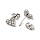 Heart 304 Stainless Steel Rhinestone Stud Earrings EJEW-A081-15P-02-2
