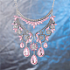 Le donne di moda gioielli di zinco collane collare di vetro in lega di strass fiore pettorina dichiarazione girocollo NJEW-BB15083-B-9