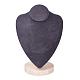 Necklace Bust Display Stand, with Wood Base, Microfiber Cloth and Card Paper, Black, 15.8x23.1cm