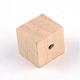未完成の木製ビーズ  天然木製ビーズ  無鉛の  キューブ  15~15.5x15~15.5x15~15.5mm  穴：3mm WOOD-S659-02-LF-2