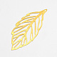 フィリグリー葉の鉄の大きなペンダント  ゴールドカラー  65x29x0.5mm  穴：1.5mm IFIN-D068-22-1