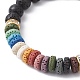 Женские эластичные браслеты из окрашенных красочных натуральных камней лавы и стразов из бисера BJEW-JB09668-02-3