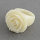 Rose Flower Synthetic Coral Rings RJEW-S019-M-2