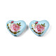 Flower Printed Opaque Acrylic Heart Beads SACR-S305-28-G04-2