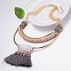 Fashion Women Jewelry Zinc Alloy Resin and Tassel Bib Statement Necklaces NJEW-BB15925-A-9