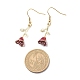 Boucles d'oreilles pendantes rose de vie en émail EJEW-JE05038-01-4