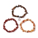 3 шт. 3 стиля натуральный красный авантюрин и красная яшма и тигровый глаз чипсы эластичные браслеты наборы BJEW-JB11076-07-4