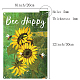CREATCABIN Metal Tin Sign Bee Happy Signs Sunflower Vintage Wall Art Decor Funny Rustic Farmhouse Backyard Home Kitchen Bar Coffe Garden Decorations 8 x 12 Inch AJEW-WH0157-190-2