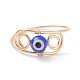 Juego de anillos de dedo con cuentas trenzadas de mal de ojo de murano de 7 colores RJEW-JR00525-4