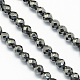 Faceted Round Natural Black Stone Beads Strands X-G-S137-03-1