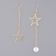 Glass Pearl Dangle Earrings X-EJEW-JE03960-1
