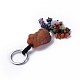 Pépite d'agate rouge naturelle avec des porte-clés à pampilles de pierres précieuses mélangées KEYC-P012-02P-02-3