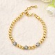 Браслеты из круглых латунных бусин для женщин BJEW-K244-09G-2