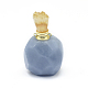 天然アクアマリン開閉式香水瓶ペンダント  真鍮のパーツとガラスのエッセンシャルオイルのボトル  39~50x26~29x16~21mm  穴：1.2mm  ガラス瓶容量：3ml（0.101液量オンス）  宝石の容量：1ml（0.03液量オンス） G-E556-20B-2